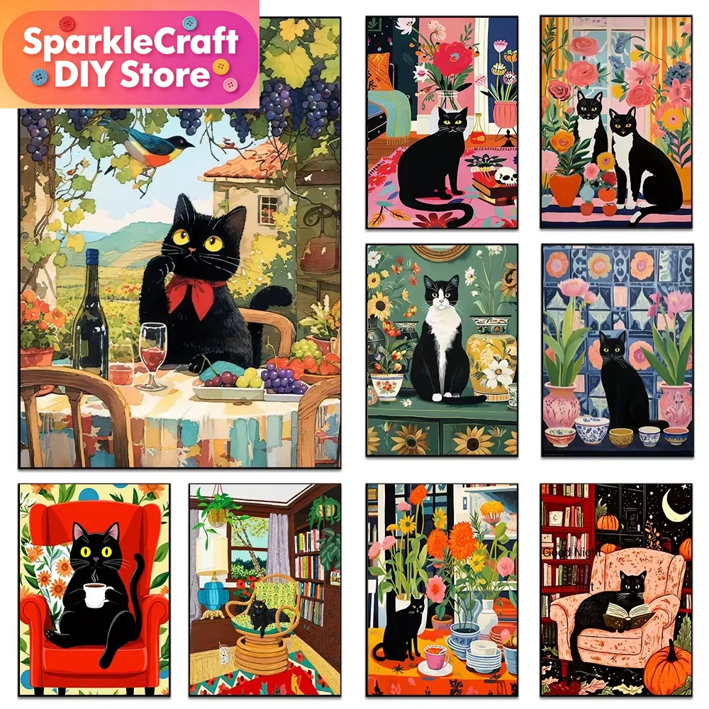 1pc frameless Cartoon Black Ca - огляд і ціна Embroidery Embellishments